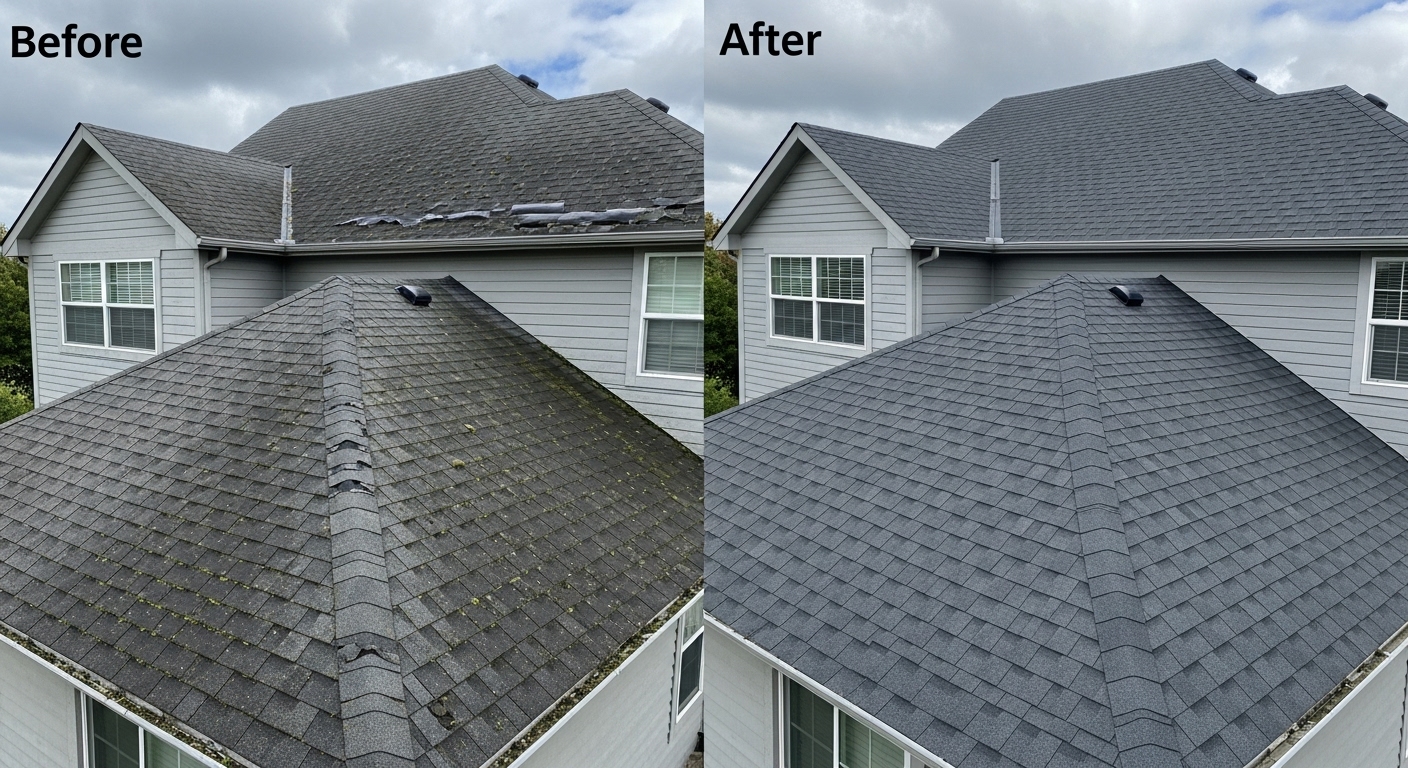 Before and After Asphalt Shingle Roof Replacement in Chandler AZ - Veterans Chand Roofing