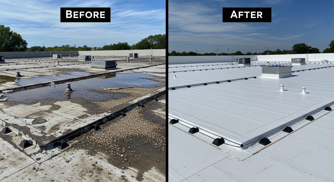 Before and After Commercial Roof Repair & Replacement in Chandler AZ - Veterans Chand Roofing
