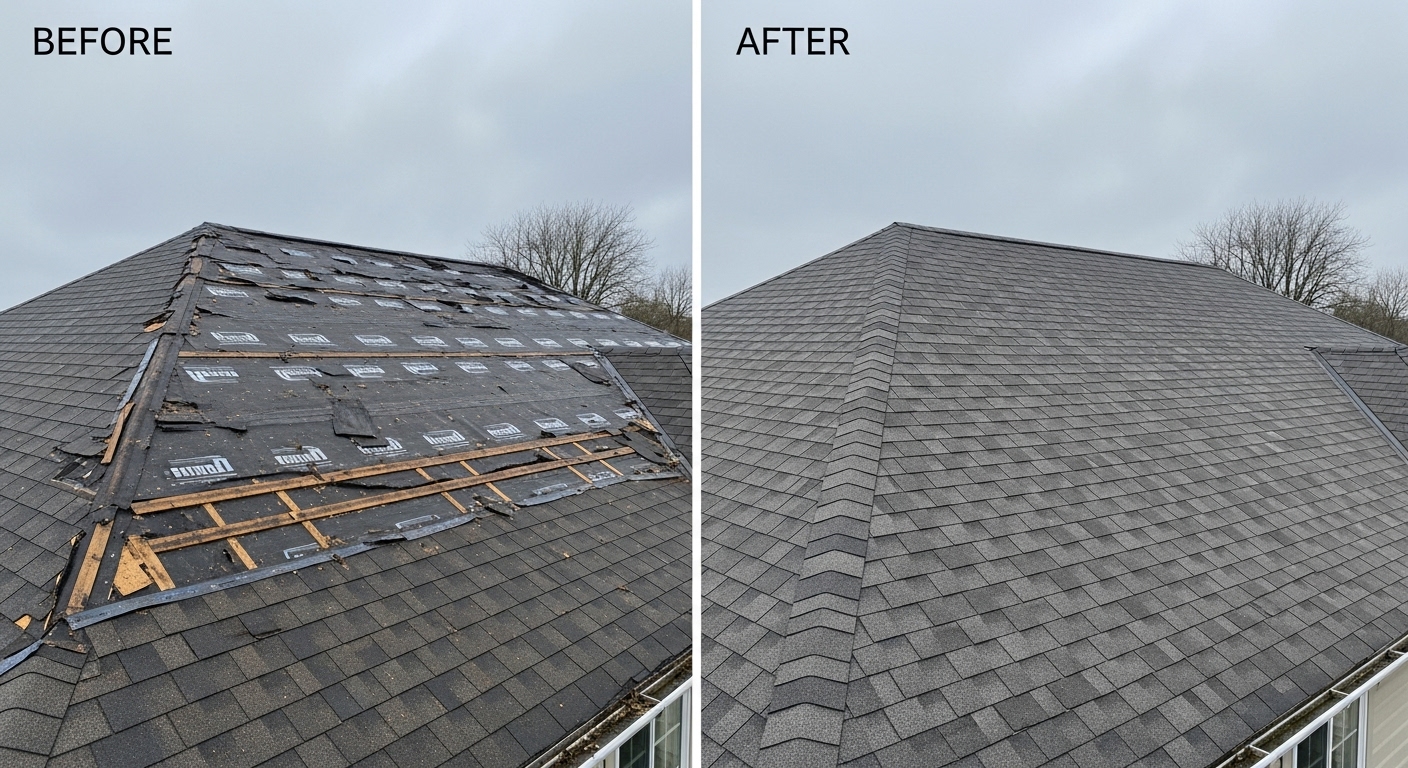 Before and After Emergency Roof Repair in Chandler AZ - Veterans Chand Roofing