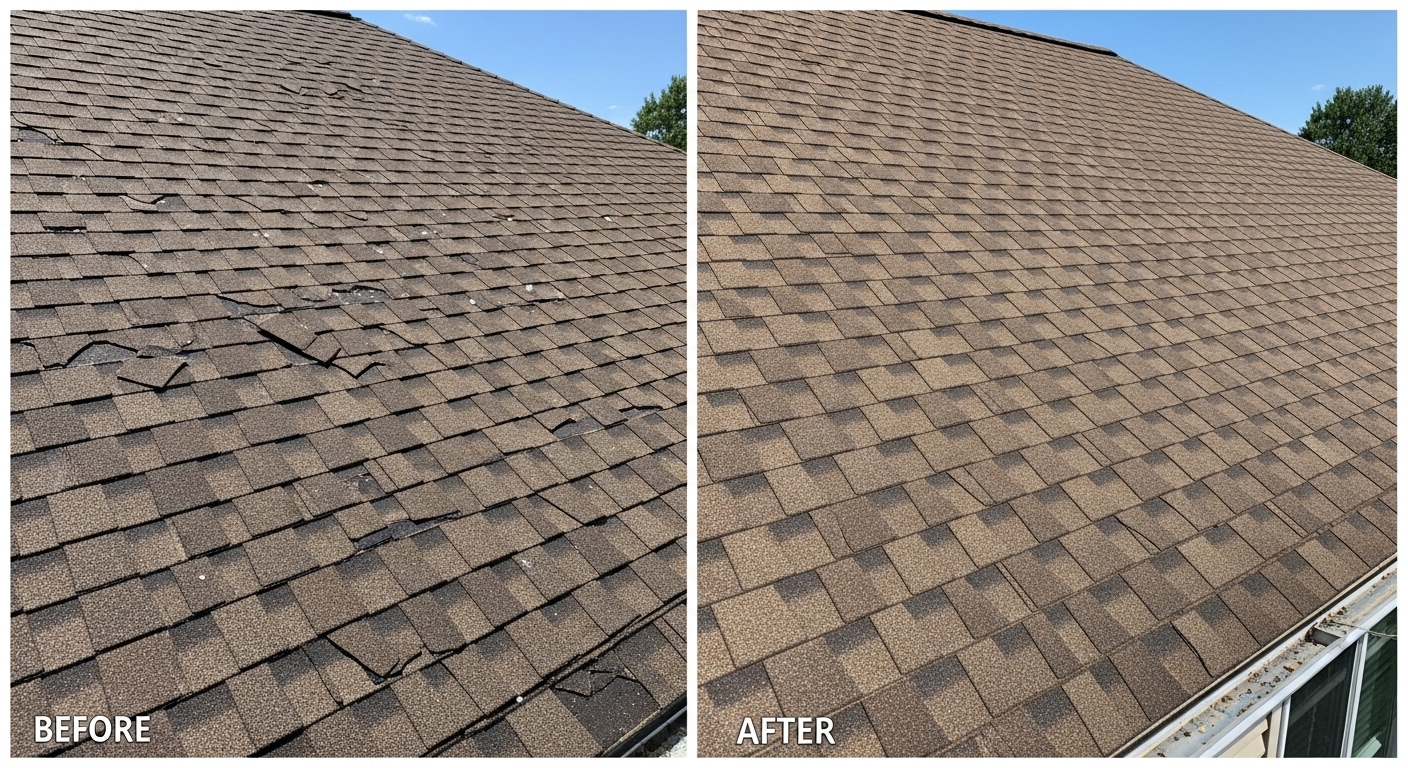 Before and After Hail Damaged Roofs in Chandler AZ - Veterans Chand Roofing