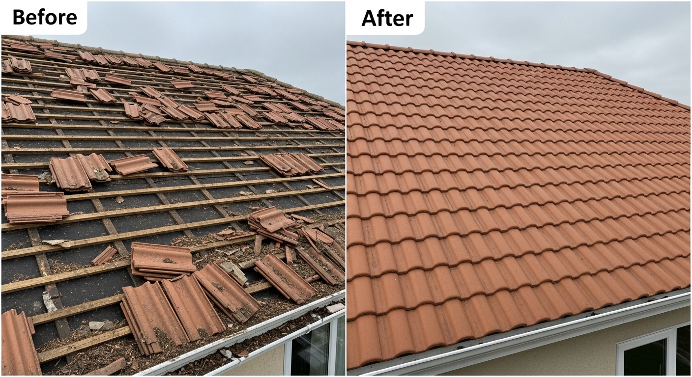 Before and After Tile Roof Repair in Chandler AZ - Veterans Chand Roofing