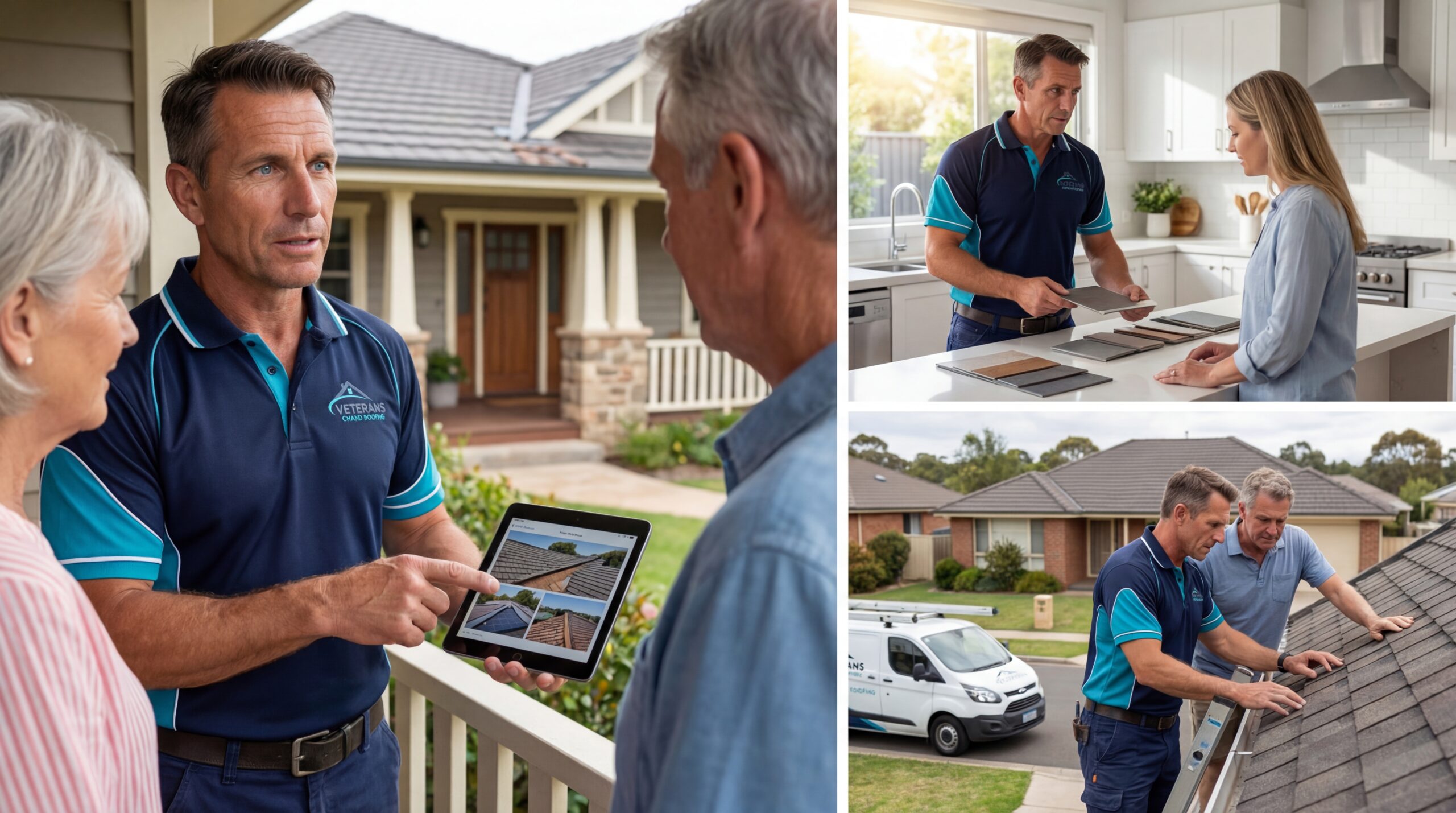 Veterans Chand Roofing professional conducting thorough roof inspection and homeowner consultation in Chandler AZ