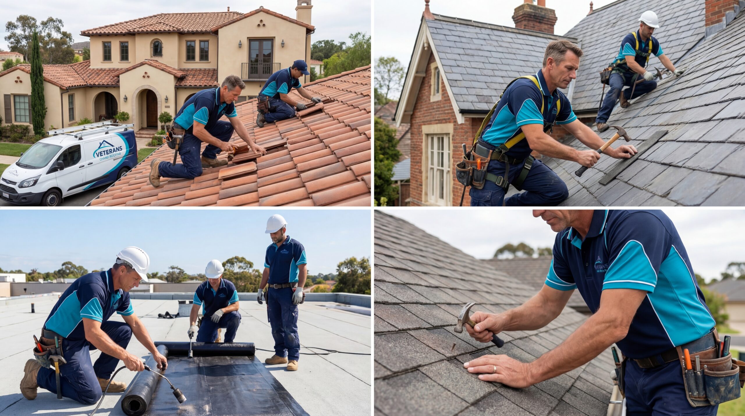 Veterans Chand Roofing crews repairing tile, flat, and shingle roofs after monsoon storm damage in Chandler AZ